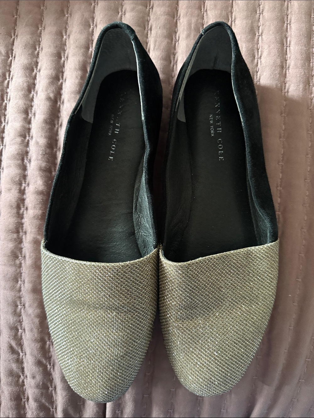 Cole Haan Metallic Champagne Slip-On Flats